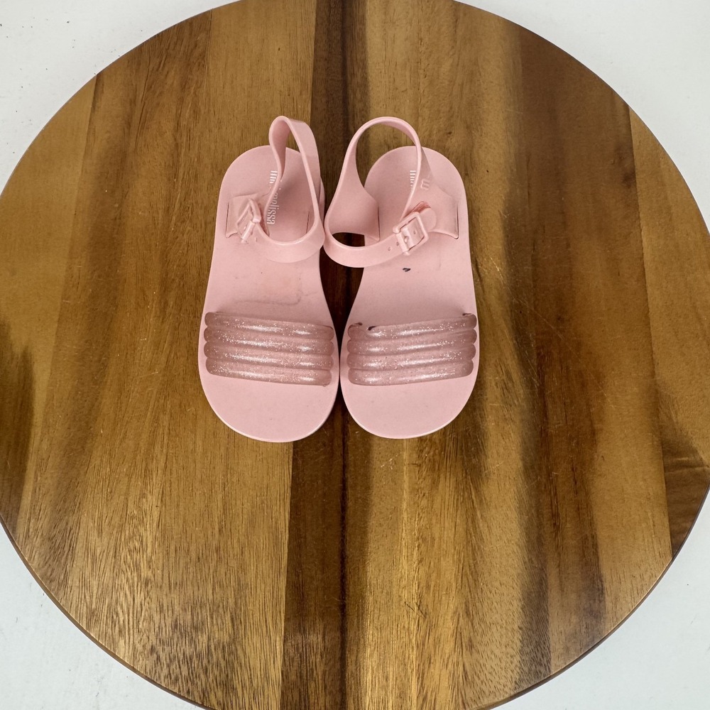 New Little Kids Mini Melissa Mar Wave Pink Jelly Strappy Sandals Shoes Size 10 C